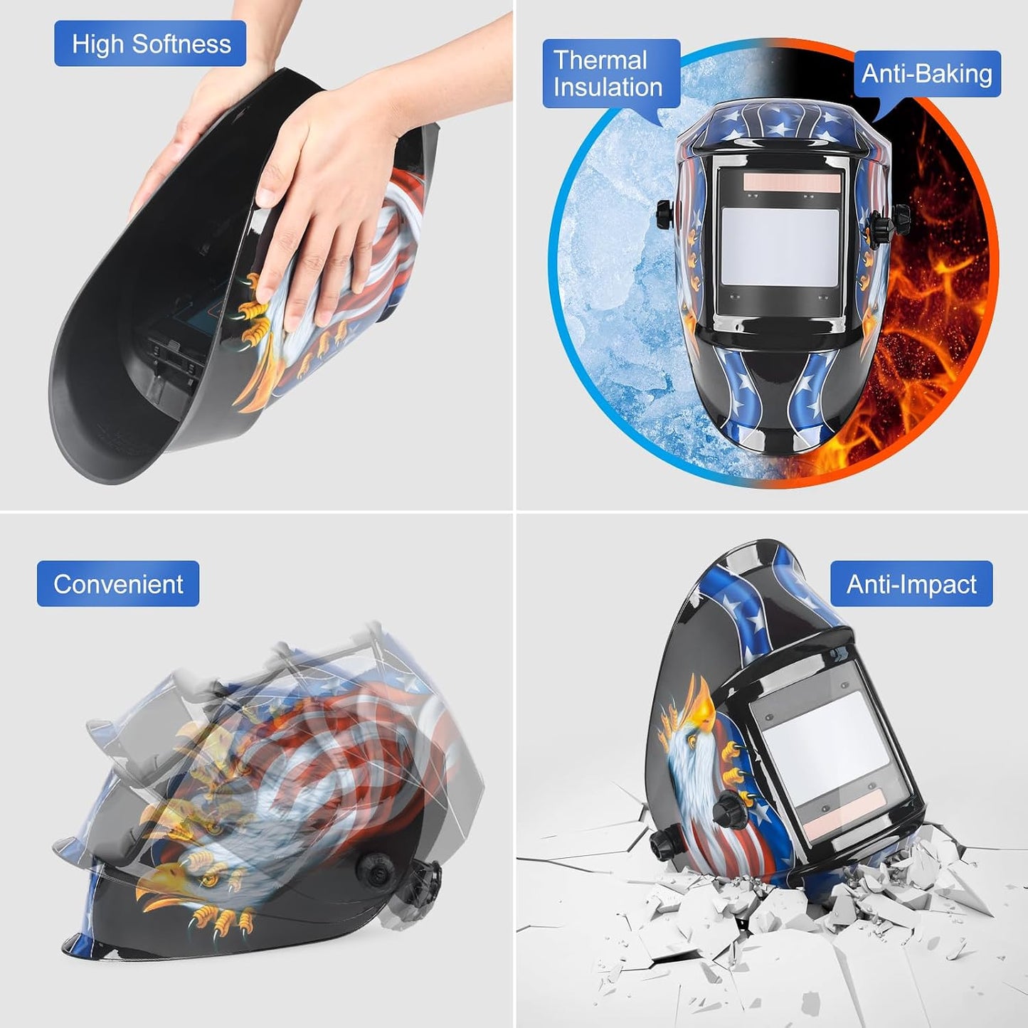 Welding Helmet True Color Auto Darkening Hood for TIG MIG ARC Welder Mask with Adjustable Shade Range 4/5-9/9-13…