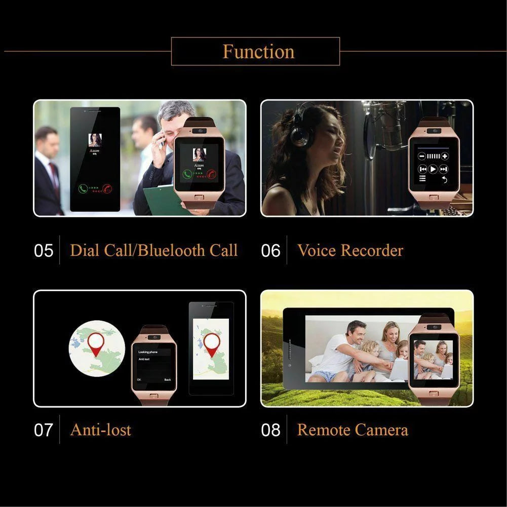 Smart Watch Cellular with Gold Silicone Band