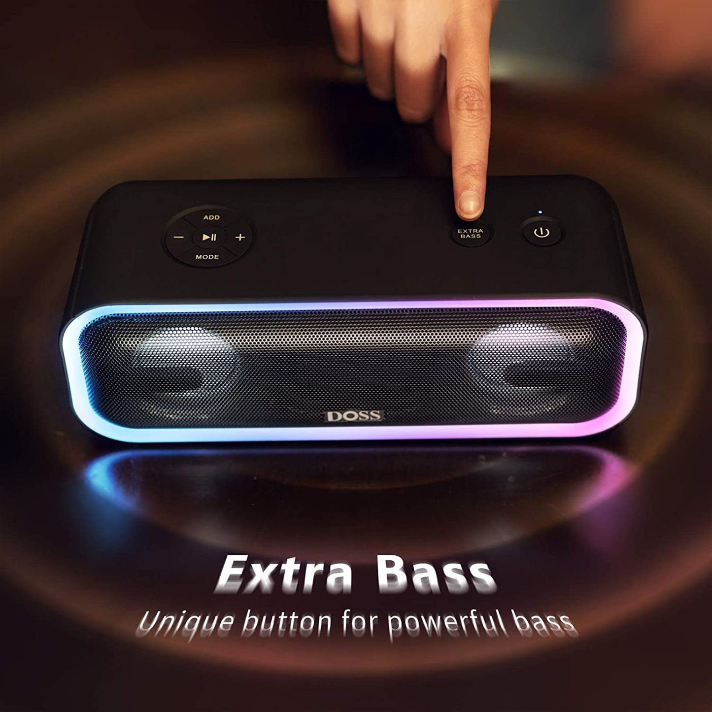 Bluetooth Speaker, Soundbox Pro+ Wireless Pairing Speaker with 24W Stereo Sound, Punchy Bass, IPX6 Waterproof, 15Hrs Playtime, Multi-Colors Lights, for Home,Outdoor-Black