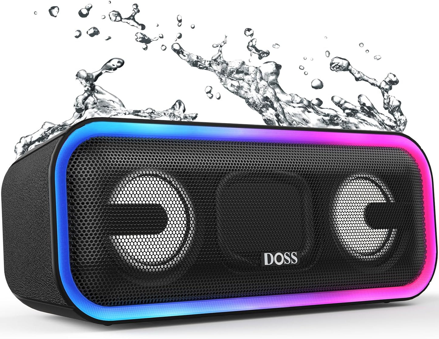 Bluetooth Speaker, Soundbox Pro+ Wireless Pairing Speaker with 24W Stereo Sound, Punchy Bass, IPX6 Waterproof, 15Hrs Playtime, Multi-Colors Lights, for Home,Outdoor-Black