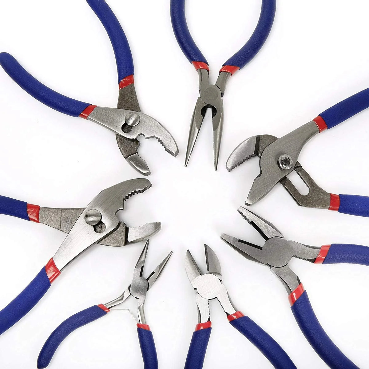 7-Piece Pliers Set with Groove Joint, Long Nose, Slip Joint, Linesman, and Diagonal Pliers for DIY & Home Use