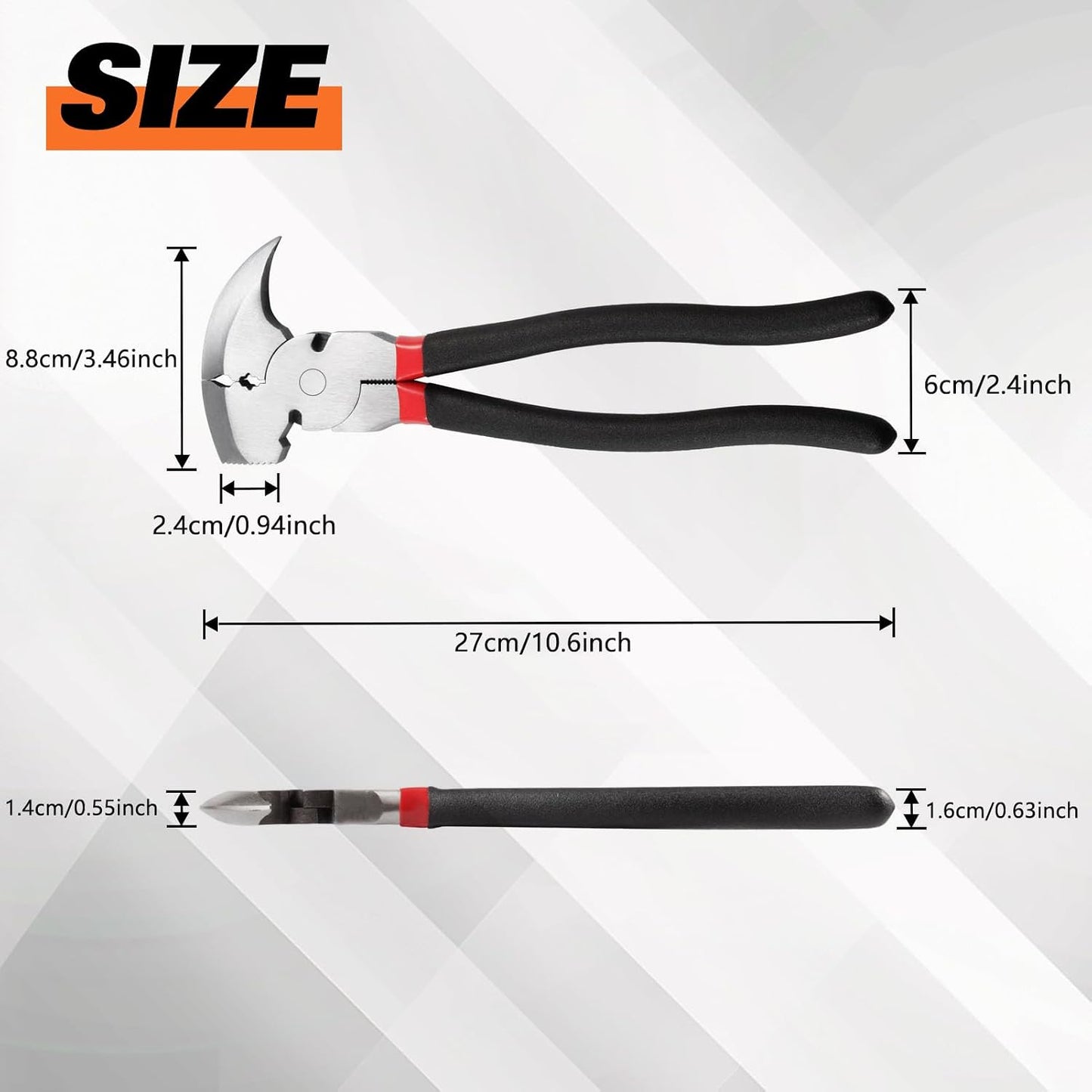 10.5 Inch Fencing Pliers Staple Puller Fence Solid Joint Pliers Fence Pliers Fencing Pliers Fence Tool Pliers Heavy Duty Fence Pliers Multi Purpose Fence Tool Fencing Pliers with Hammer Head