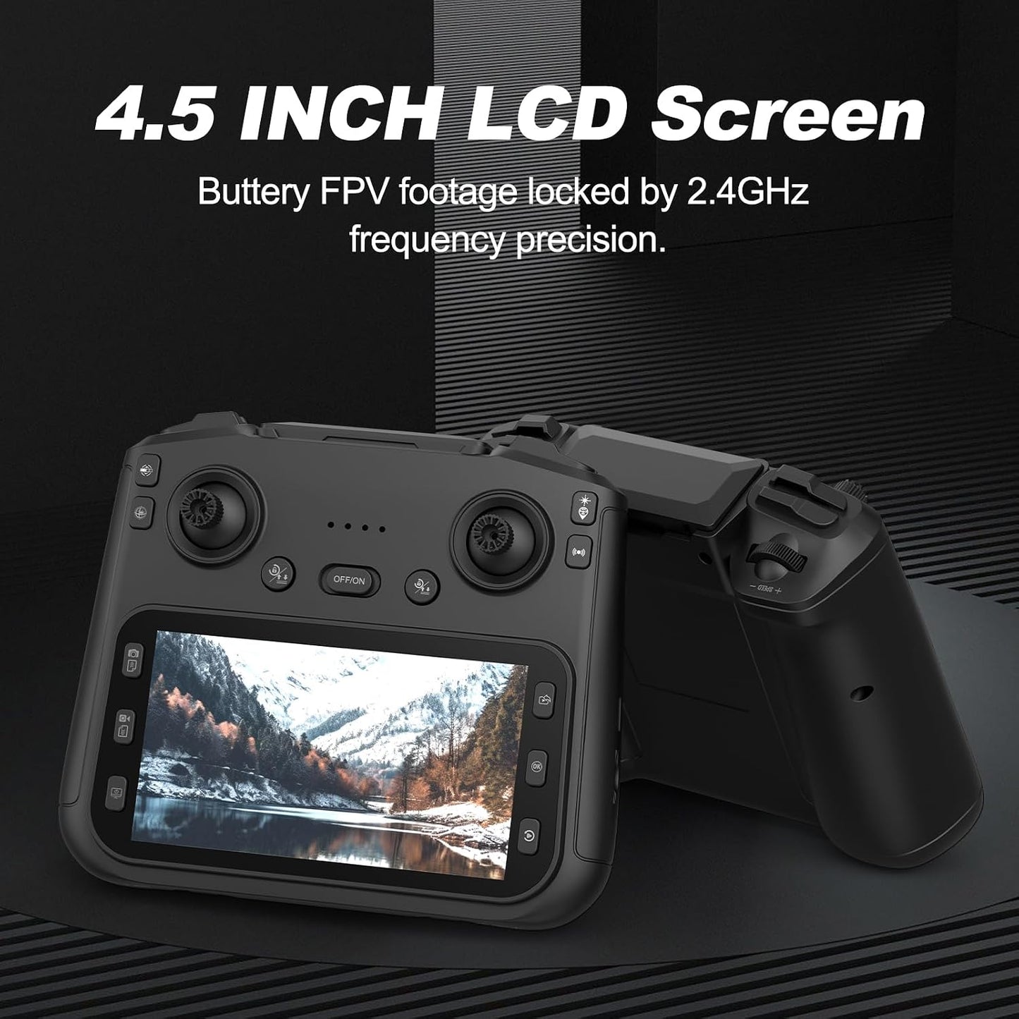 F180 Drones with 4K Camera Adults 4.5" LCD RC Screen, Follow Me Professional Drone GPS Auto Return Home, 5Ghz FPV Real-Time RC Quadcopter Dron for Beginner, SD Card, Long Flight Time under 249G