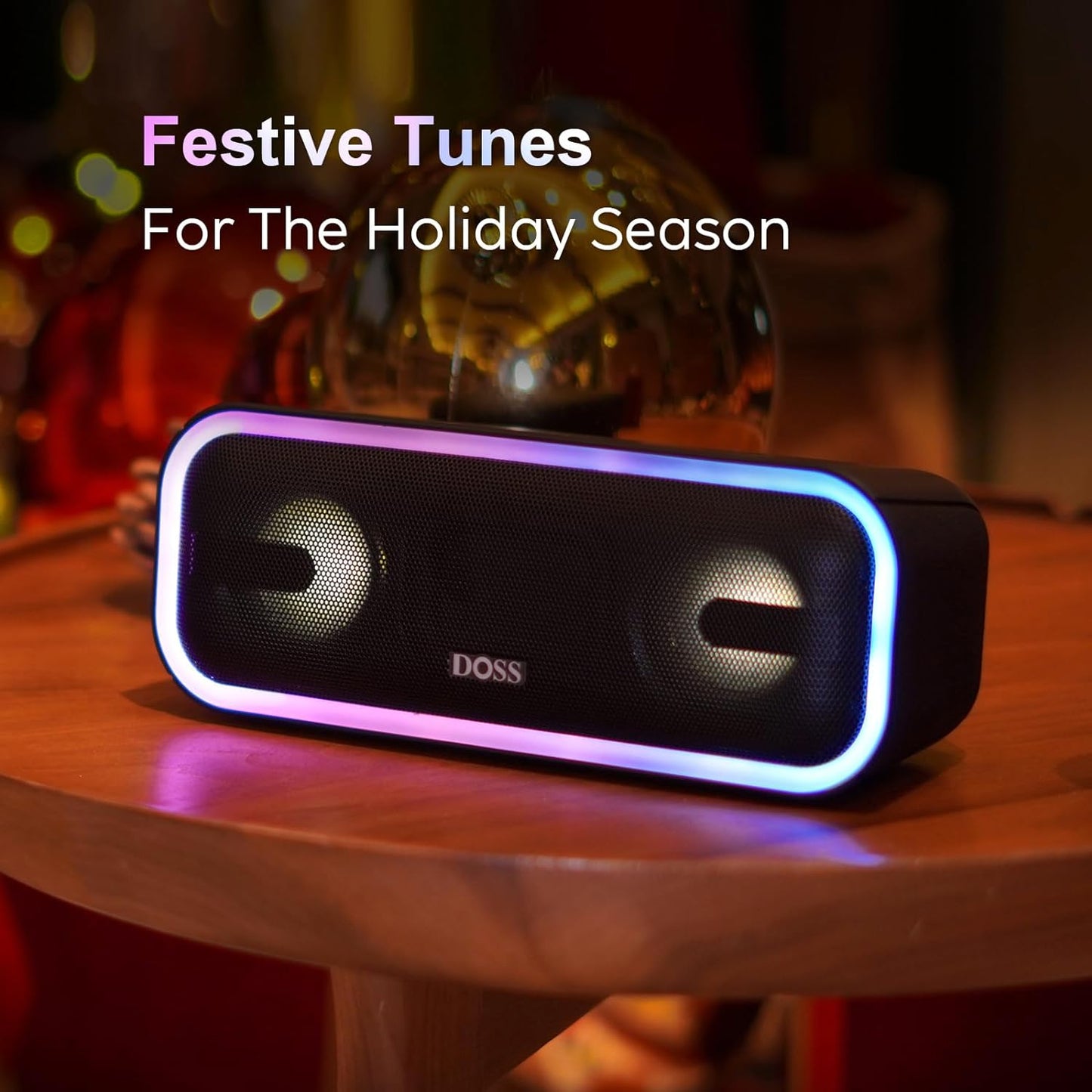 Bluetooth Speaker, Soundbox Pro+ Wireless Pairing Speaker with 24W Stereo Sound, Punchy Bass, IPX6 Waterproof, 15Hrs Playtime, Multi-Colors Lights, for Home,Outdoor-Black