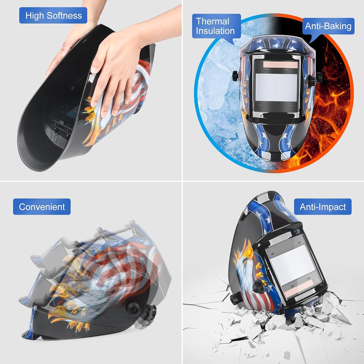 Welding Helmet True Color Auto Darkening Hood for TIG MIG ARC Welder Mask with Adjustable Shade Range 4/5-9/9-13…