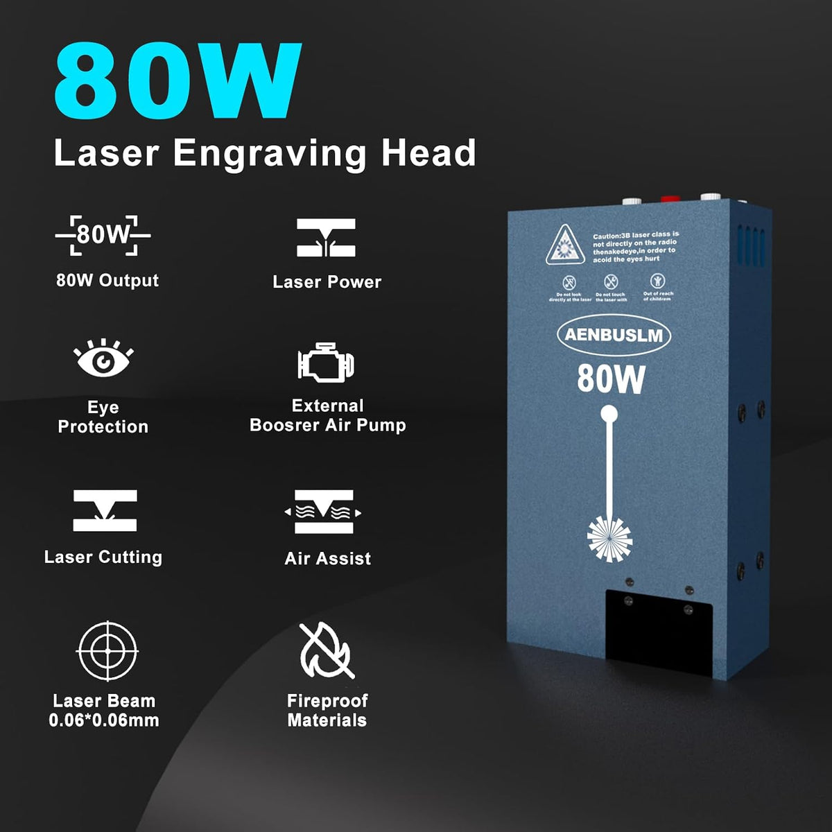 Laser Module,Laser Engraving Cutting Module for Wood, Compressed Spot CNC Carving DIY Laser Master for Laser Cutter & Laser Engraver Machine - Class 4 (AMZ2-NZB-80W)