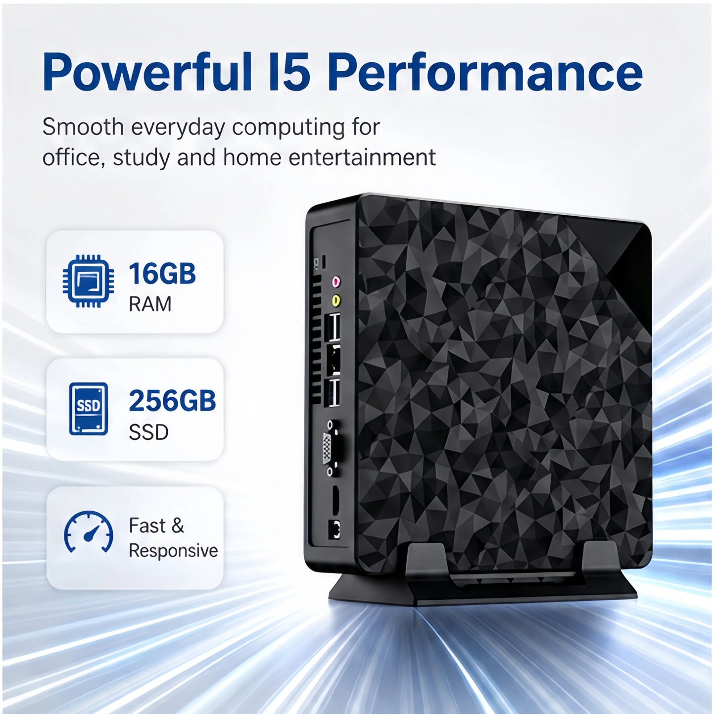 Mini PC Desktop Computer, Core I5 up to 3.7 Ghz 16GB RAM 256GB, HDMI 4K@60Hz Output, Small Form Factor Home Office Mini Computer