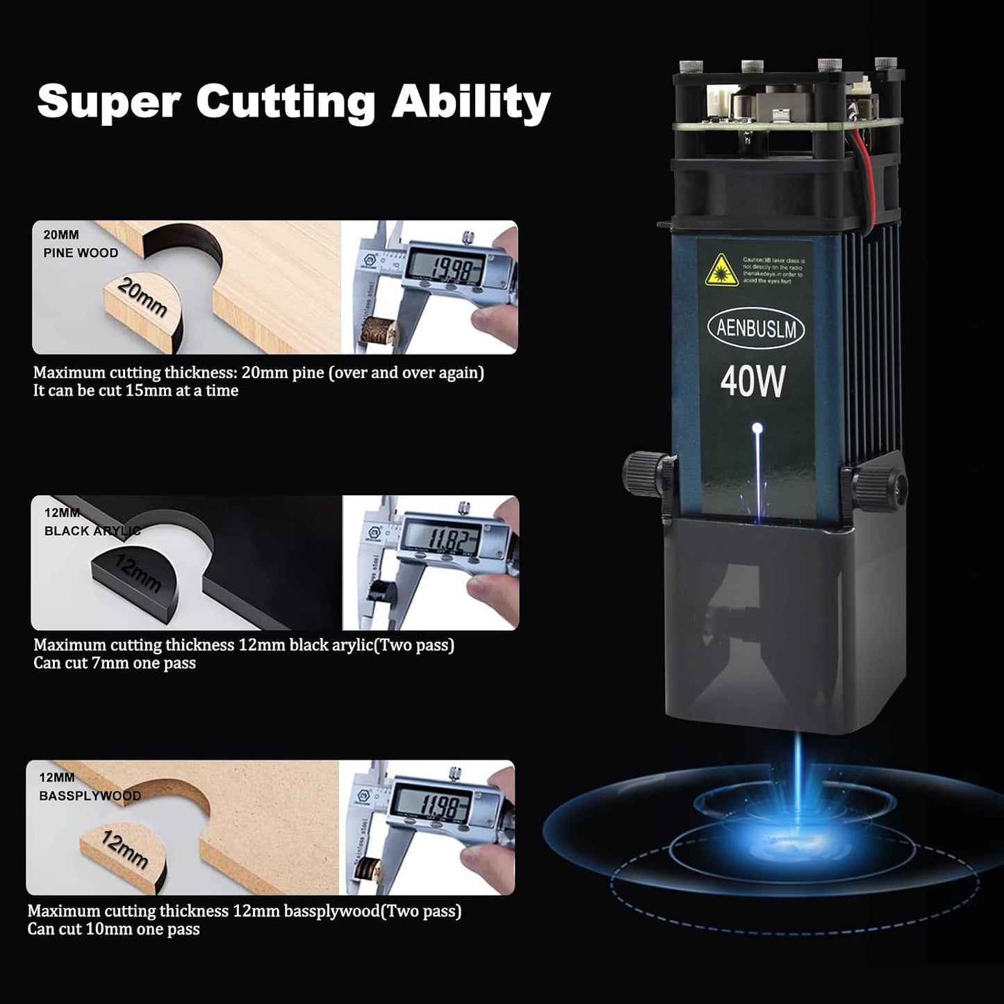 40W Laser Module with Air Assit for Laser Cutter & Laser Engraver Machine,5.5W Output Power,Built in Fac,Ultra-Fine Compressed Spot CNC Carving DIY Laser Master - Laser Class Lv