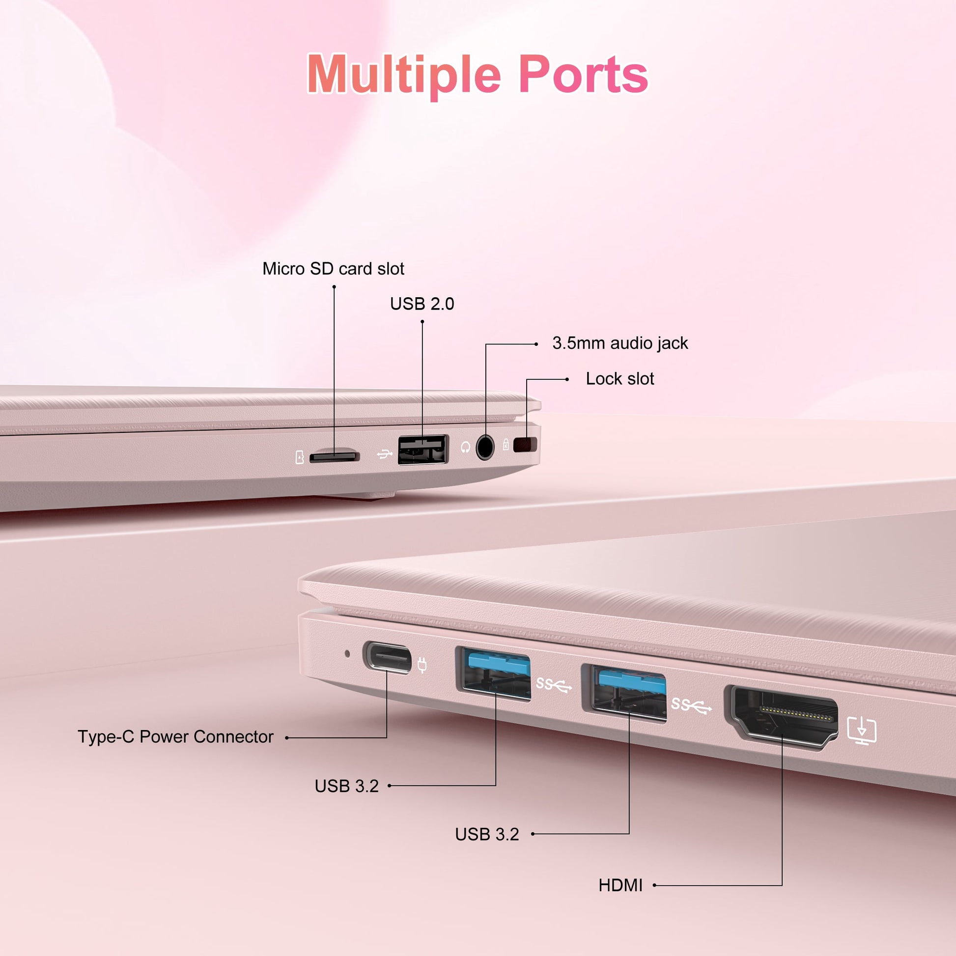 15.6" Pink Laptop Computer, 16GB RAM 512GB SSD, Intel 6500Y (Up to 3.4Ghz) with Office 2024, Windows 11 Pro Laptop, IPS FHD Display, Notebook PC for Business, Student, Office
