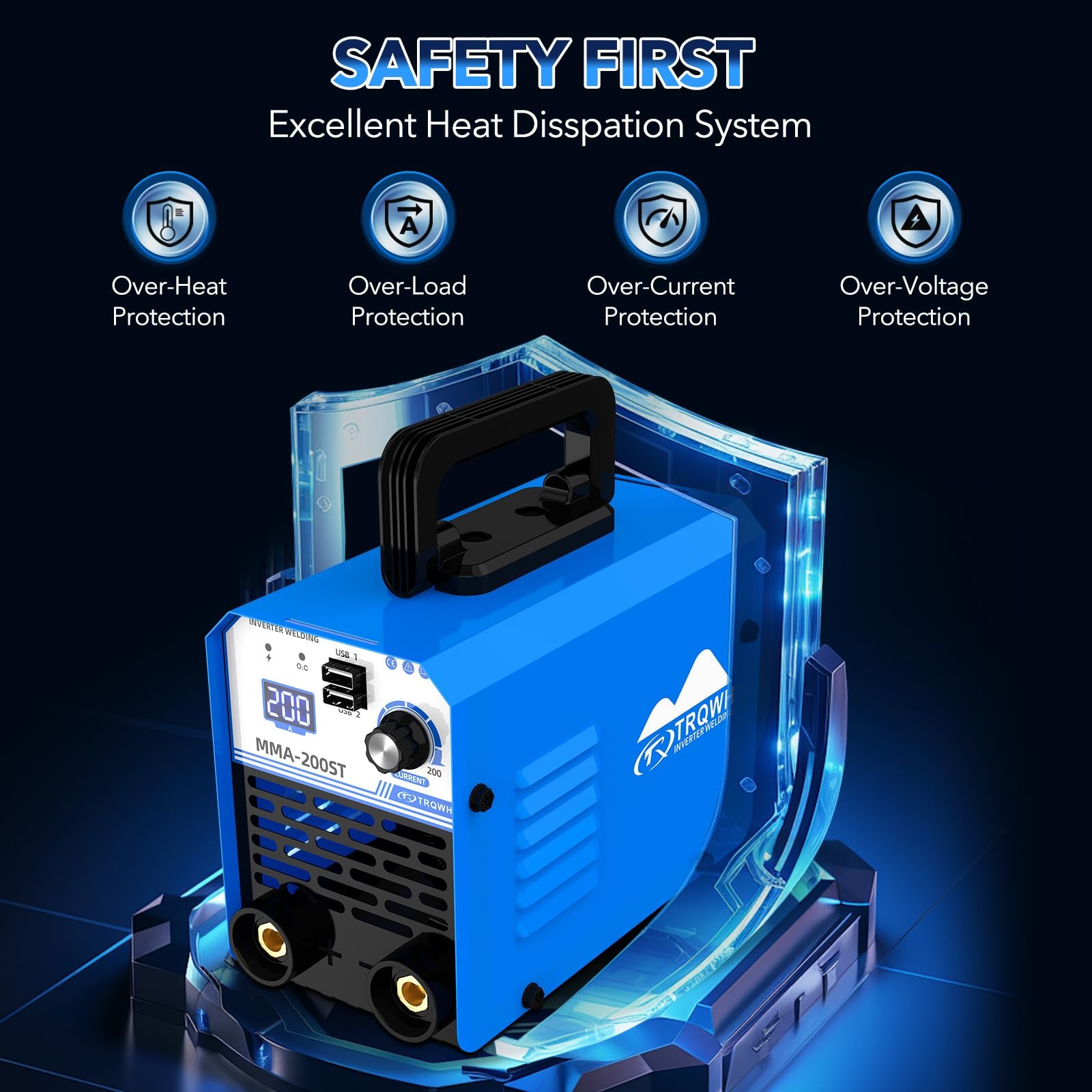 200A MMA Welding Machine 110V Stick Welder Machine Portable ARC Welder with IGBT Digital Display Hot Start for Beginners and Professionals Welder