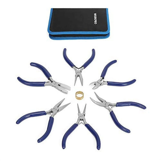 7-Piece Jewelry Pliers Set, Professional Pliers for Jewelry Making Tools with Easy Carrying Pouch, Wire Cutters for Jewelry Making, Chain Nose Pliers, Craft Pliers, Earring Pliers