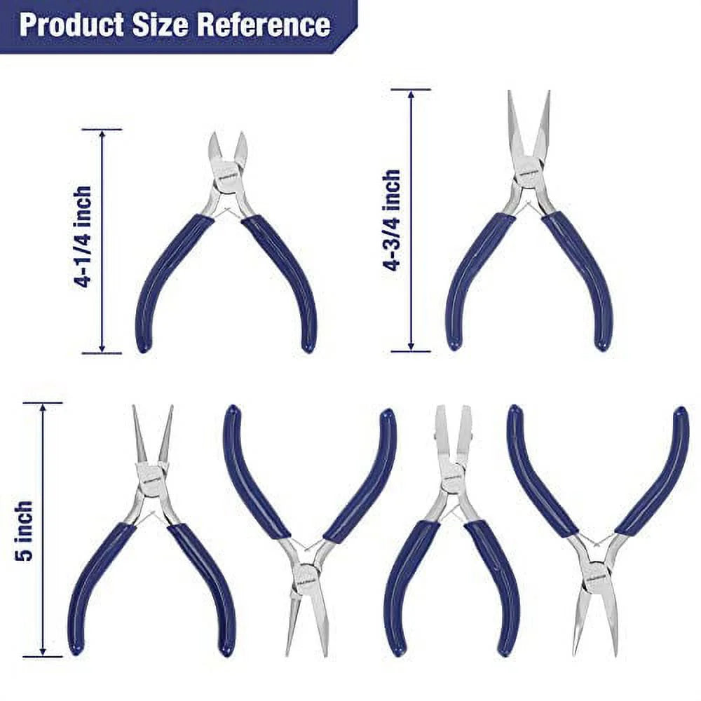 7-Piece Jewelry Pliers Set, Professional Pliers for Jewelry Making Tools with Easy Carrying Pouch, Wire Cutters for Jewelry Making, Chain Nose Pliers, Craft Pliers, Earring Pliers