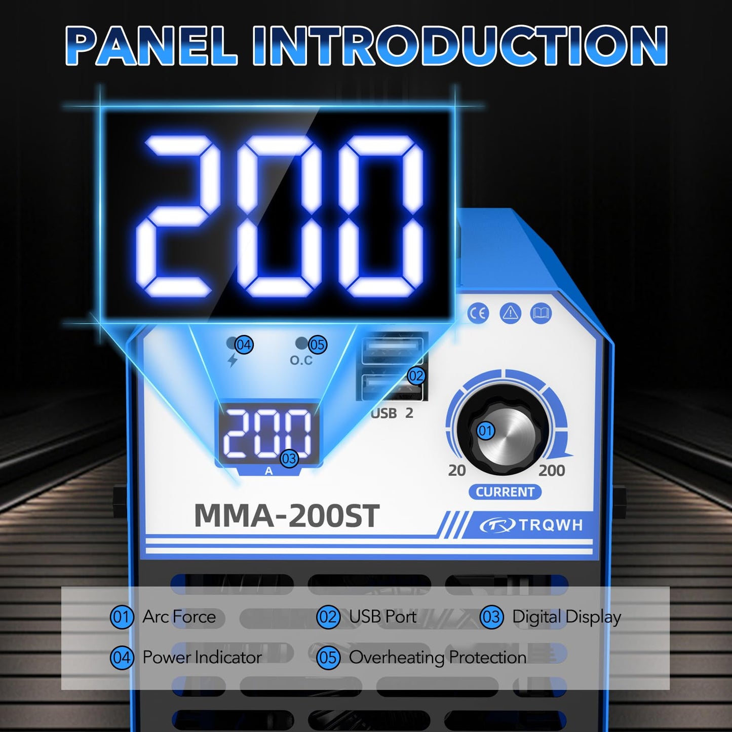 200A MMA Welding Machine 110V Stick Welder Machine Portable ARC Welder with IGBT Digital Display Hot Start for Beginners and Professionals Welder