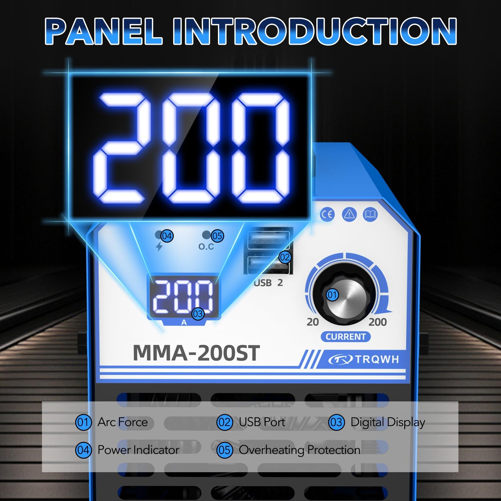 200A MMA Welding Machine 110V Stick Welder Machine Portable ARC Welder with IGBT Digital Display Hot Start for Beginners and Professionals Welder