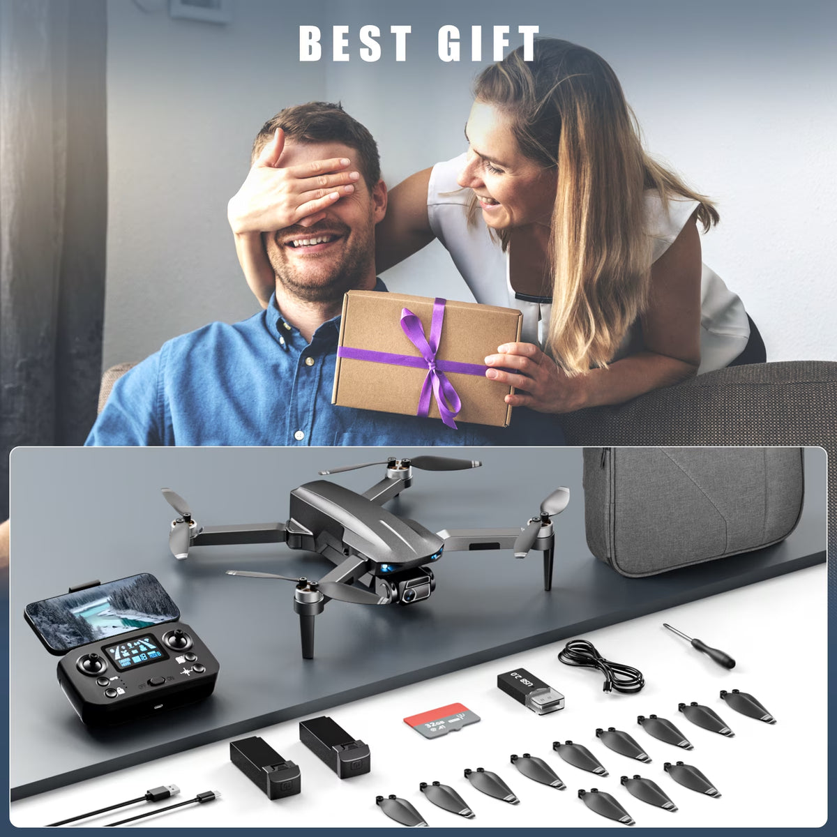 4K Drone with Camera for Adults, 52-Min Flight, 10,000FT Range, 249G Foldable FPV Quadcopter, 5G Wifi, Brushless Motor, Smart Return Home (Grey)