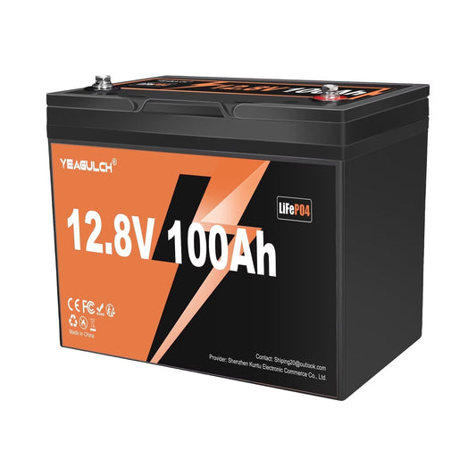 12.8V 100Ah Mini Lifepo4 Lithium Battery Built-In 100A BMS 1.28Kwh 10-Year Lifespan Rechargeable Battery 6000 Deep Cycles Perfect for RV Trolling Motor Marine Solar