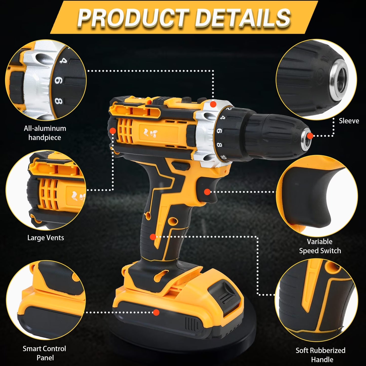Tool Set with Power Drill, 120 Pcs Drill Set, 21V Electric Power Drill, Tool Set with Impact Drill, 2 Batteries and Charger Included
