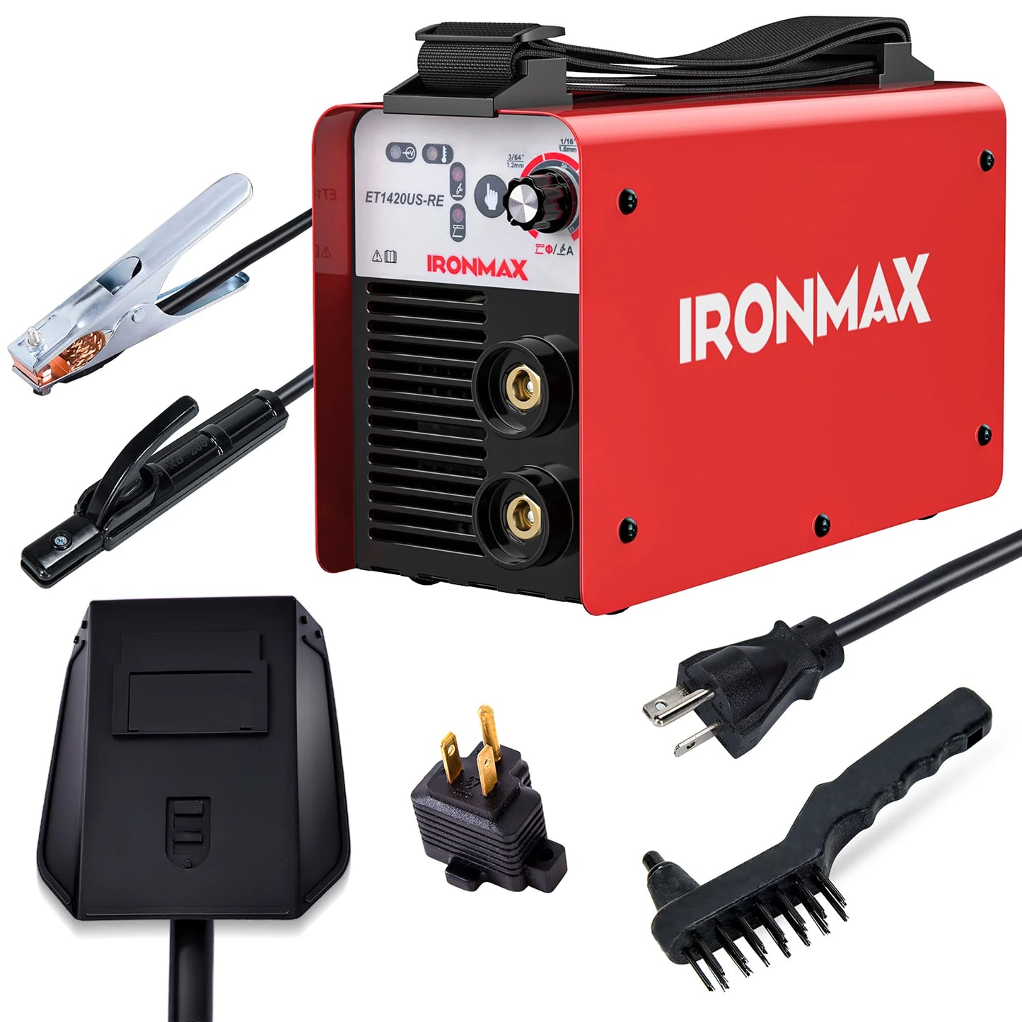IRONMAX MMA Welder IGBT Welding Portable Machine W/ Electrode Holder&Earth Clamp&Adapter