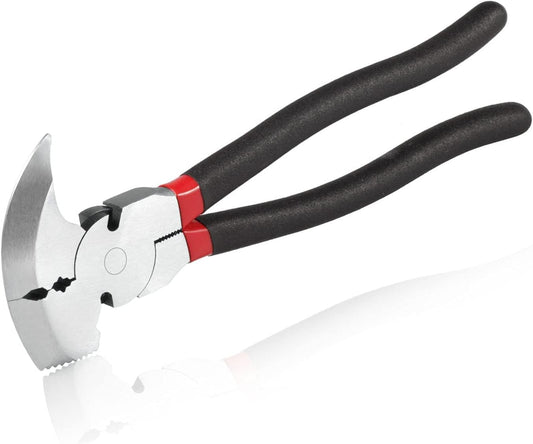 10.5 Inch Fencing Pliers Staple Puller Fence Solid Joint Pliers Fence Pliers Fencing Pliers Fence Tool Pliers Heavy Duty Fence Pliers Multi Purpose Fence Tool Fencing Pliers with Hammer Head