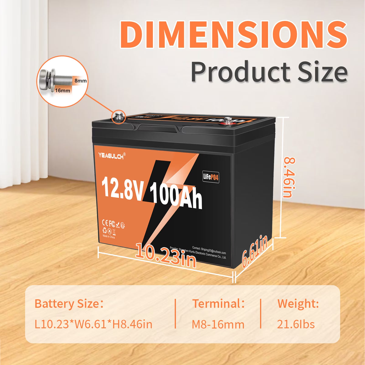 12.8V 100Ah Mini Lifepo4 Lithium Battery Built-In 100A BMS 1.28Kwh 10-Year Lifespan Rechargeable Battery 6000 Deep Cycles Perfect for RV Trolling Motor Marine Solar