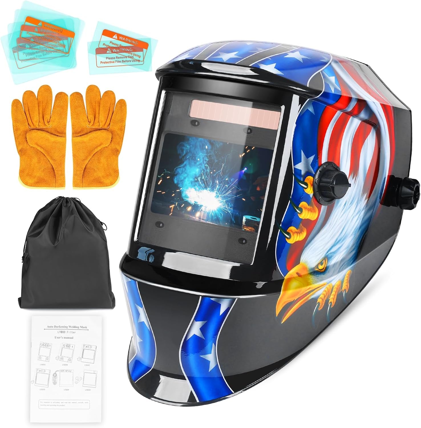 Welding Helmet True Color Auto Darkening Hood for TIG MIG ARC Welder Mask with Adjustable Shade Range 4/5-9/9-13…