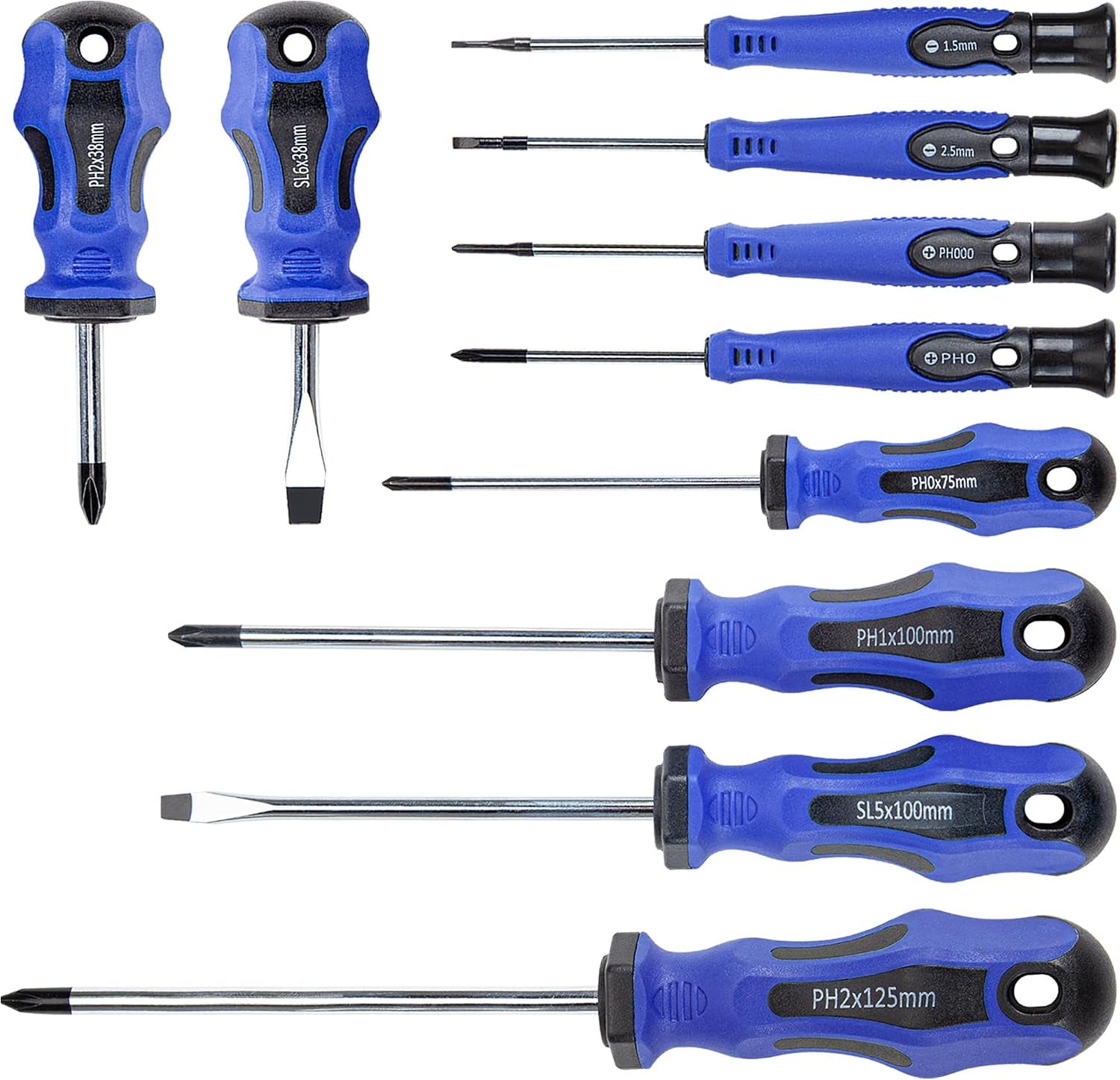 10-Piece Magnetic Screwdriver Set, Phillips and Flat Hand Tools Set