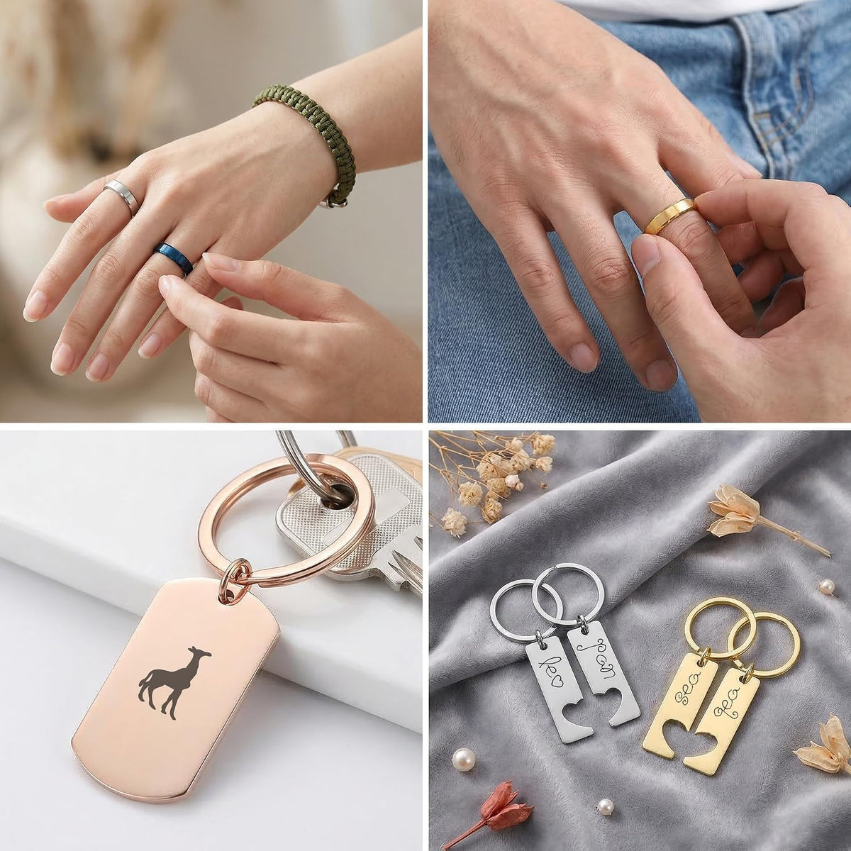 194PCS Laser Engraving Blanks Kit Include 52PCS Laser Engraver Blank Materials,Jewelry Making Laser Engraver for All Laser Engravers with Necklace,Bracelet,Ring,Keychain,Laser Marking Paper