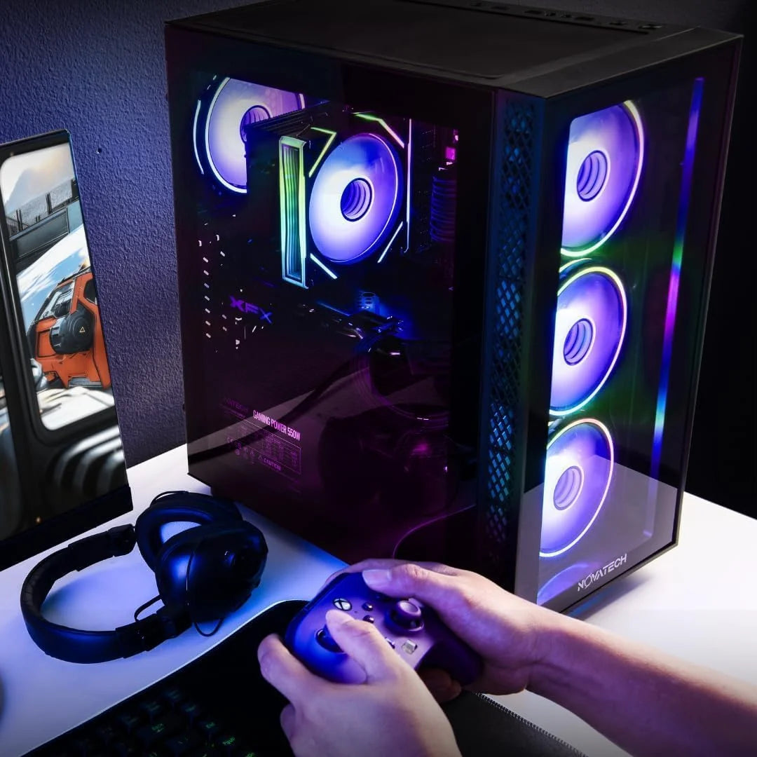 Titan Pro - Prebuilt Gaming PC Desktop Computer - RTX 5060 - Ryzen 5 - 4.2Ghz - 16GB RAM - 1TB M.2 SSD Wifi/Bt, Win 11 - Gaming Computer Tower - Pre Built PC Gaming - 1 Year Warranty