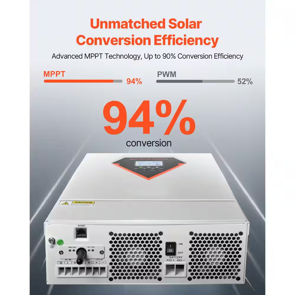 Hybrid Solar Inverter 3500W All in One Pure Sine Wave Charger 24 V DC to 220/230V AC Built-In 100A MPPT Solar Controller