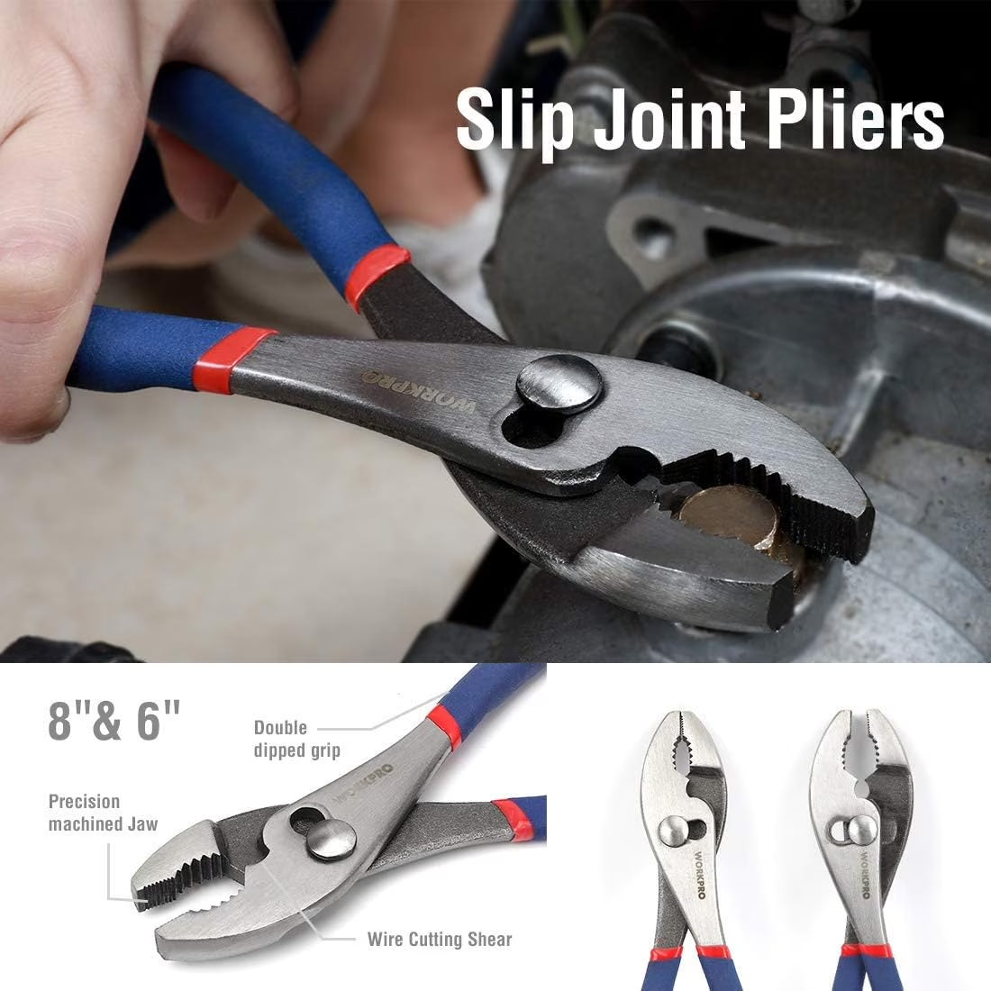 7-Piece Pliers Set with Groove Joint, Long Nose, Slip Joint, Linesman, and Diagonal Pliers for DIY & Home Use