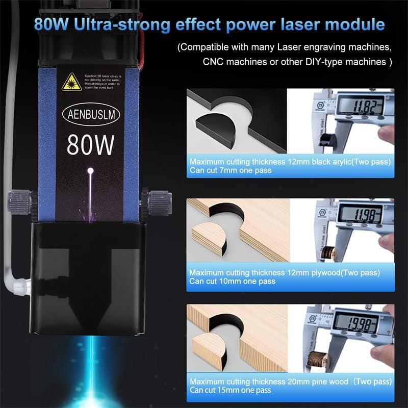 80W Laser Module with Air Assit, Laser Engraving Cutting Module for Laser Cutter & Laser Engraver Machine,10W Output Power,Built in Fac,Double Ultra-Fine Compressed Spot CNC Carving DIY Laser Master