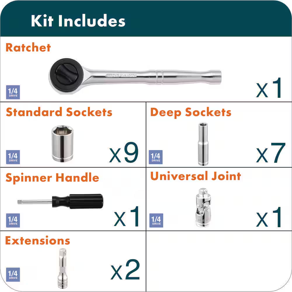 21-Piece SAE Mechanics Tool Set with Case