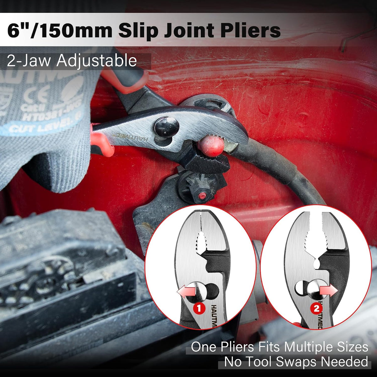 5PCS Pliers Set with Bi-Material, Including 6" Slip-Joint, Long Nose, Diagonal Cutters, 7" Linesman Plier, 8" Groove Joint Pliers, for Home Maintenance, Basic Repair & DIY，HTPTM25035-N3