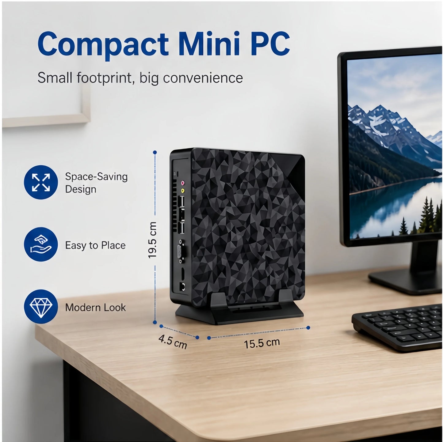 Mini PC Desktop Computer, Core I5 up to 3.7 Ghz 16GB RAM 256GB, HDMI 4K@60Hz Output, Small Form Factor Home Office Mini Computer