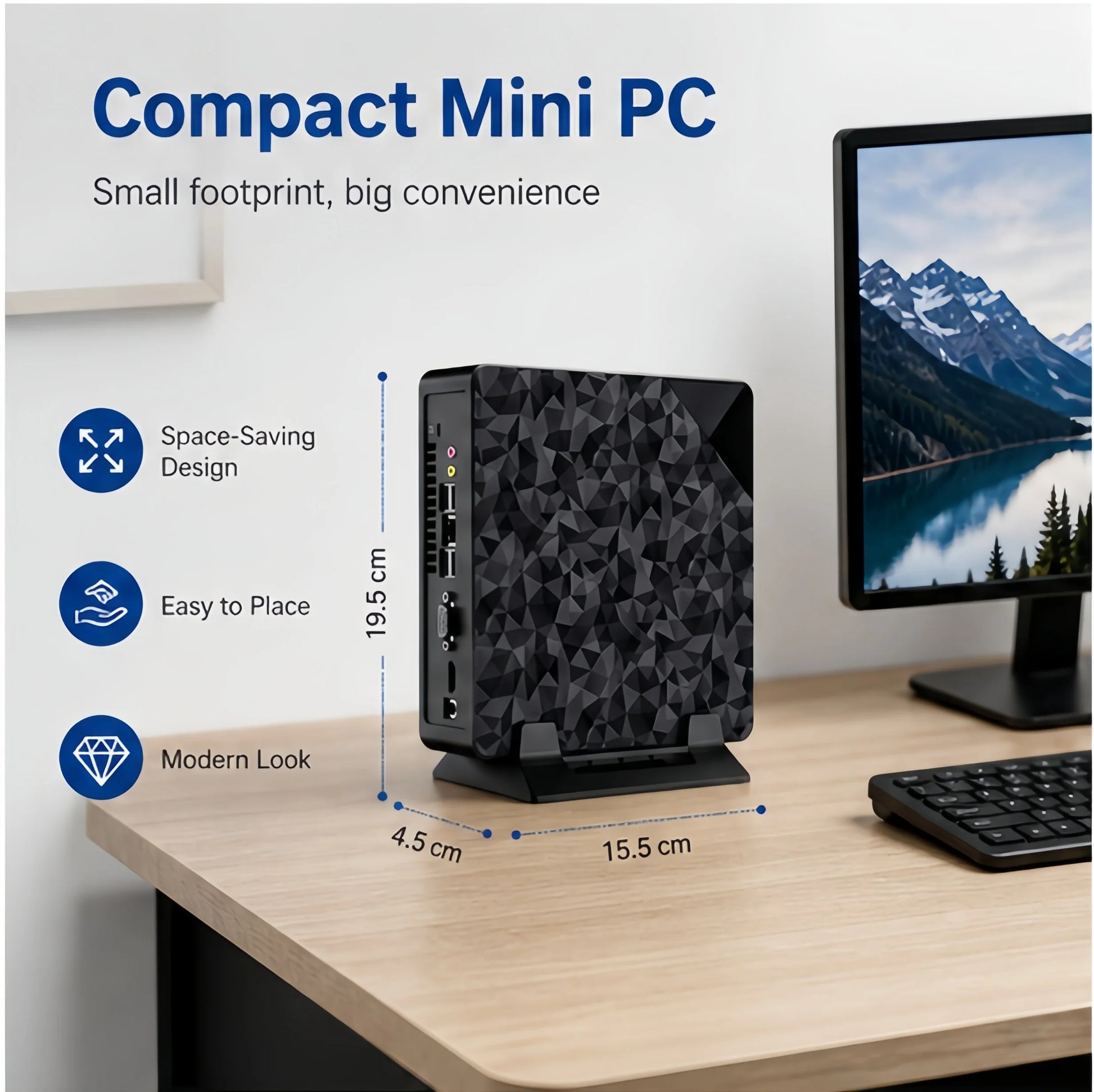 Mini PC Desktop Computer, Core I5 up to 3.7 Ghz 16GB RAM 256GB, HDMI 4K@60Hz Output, Small Form Factor Home Office Mini Computer