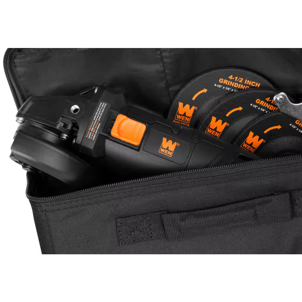 7.5 Amp Corded 4-1/2 In. Angle Grinder with Reversible Handle, 3 Grinding Discs and Carrying Case