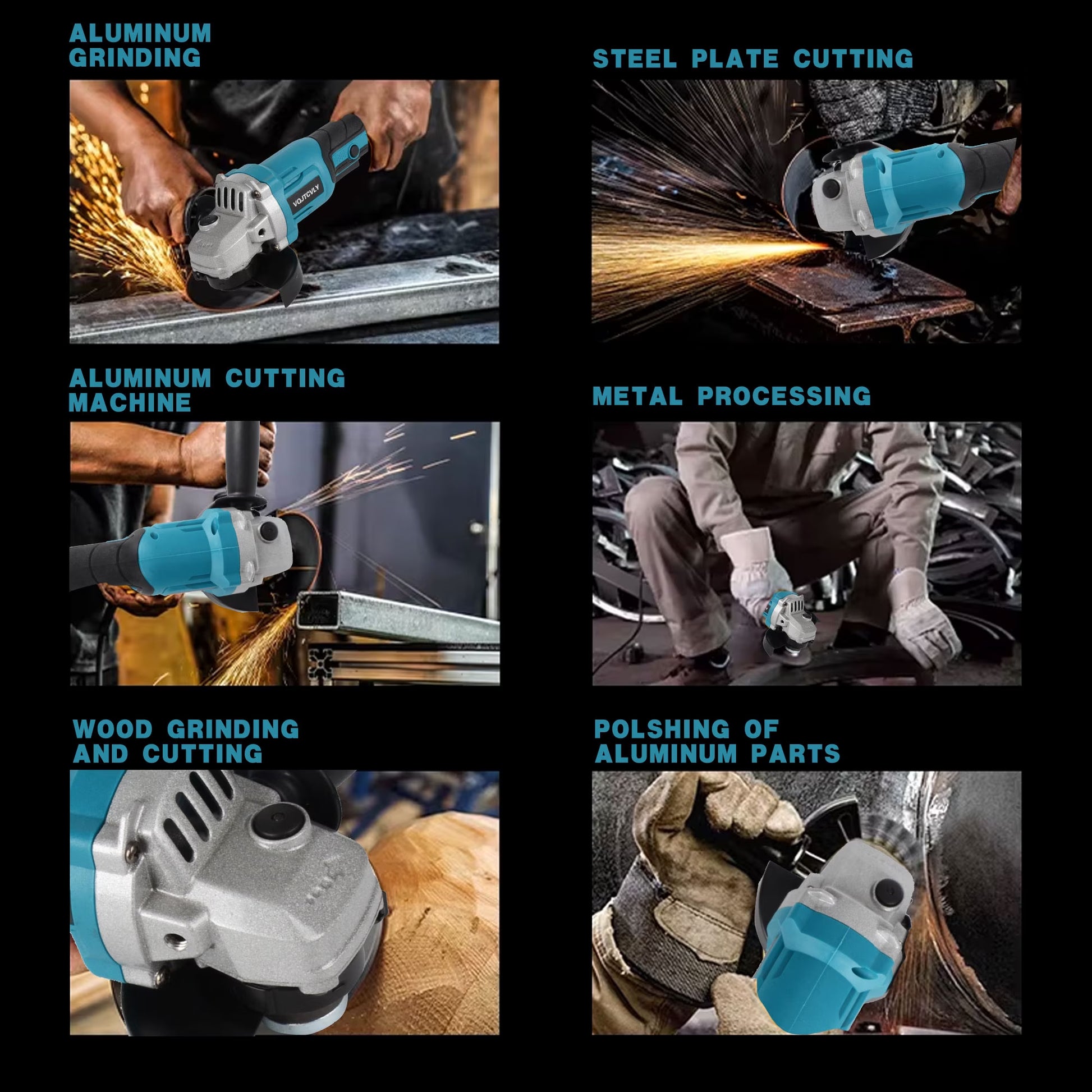 21V Cordless Angle Grinder, 4.0Ah Battery & 2A Fast Charger, 12000RPM Brushless Motor, Power Angle Grinder with Cutting & Grinding Wheels, Flap Discs for Wood Metal & Rust Removal