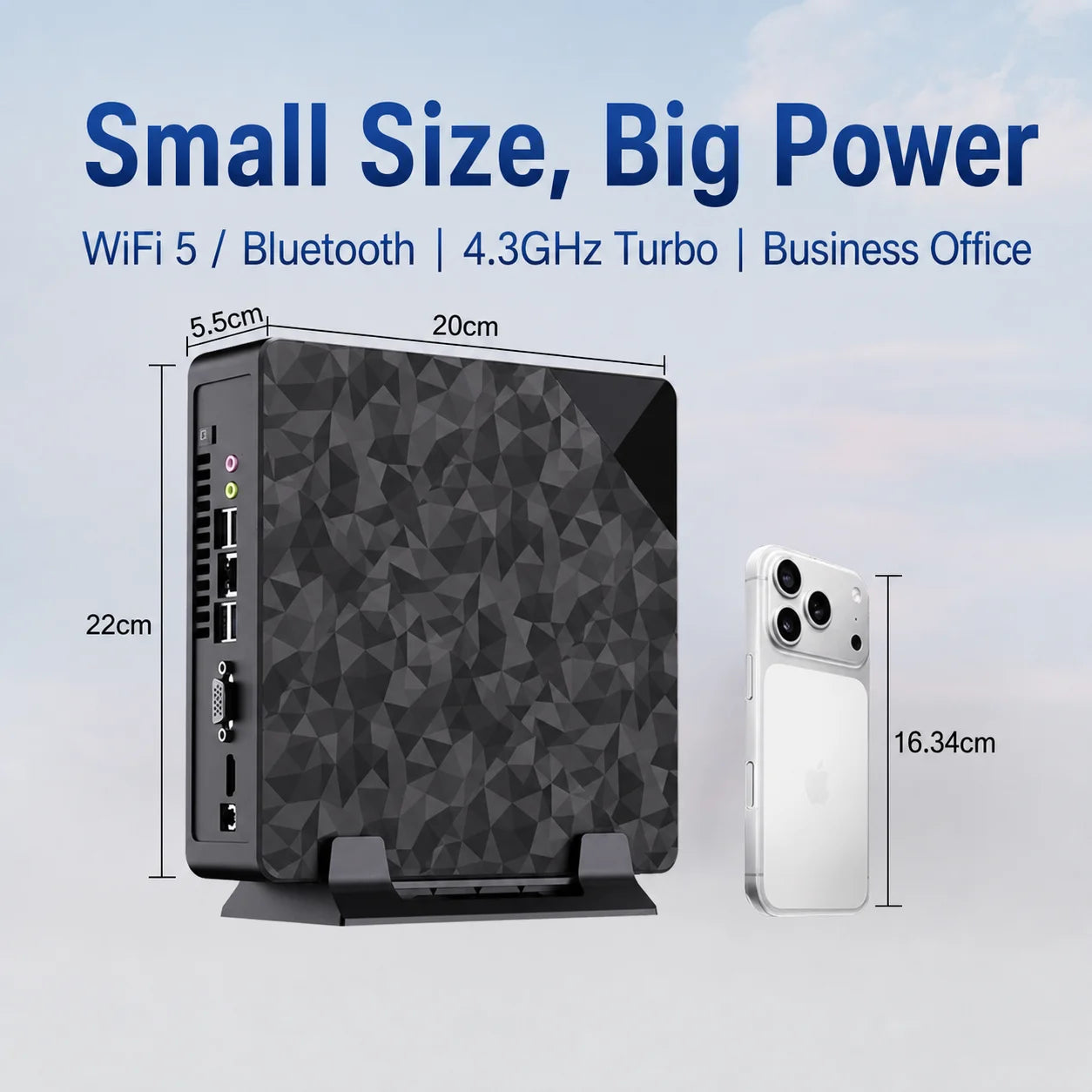 Mini PC Desktop Computer, Core I5 up to 3.7 Ghz 16GB RAM 256GB, HDMI 4K@60Hz Output, Small Form Factor Home Office Mini Computer