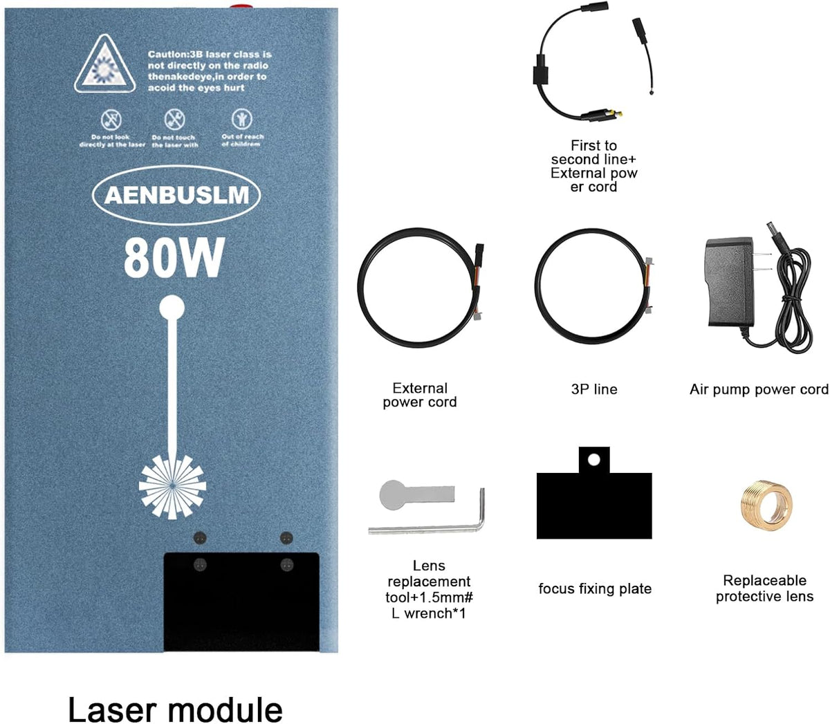 Laser Module,Laser Engraving Cutting Module for Wood, Compressed Spot CNC Carving DIY Laser Master for Laser Cutter & Laser Engraver Machine - Class 4 (AMZ2-NZB-80W)
