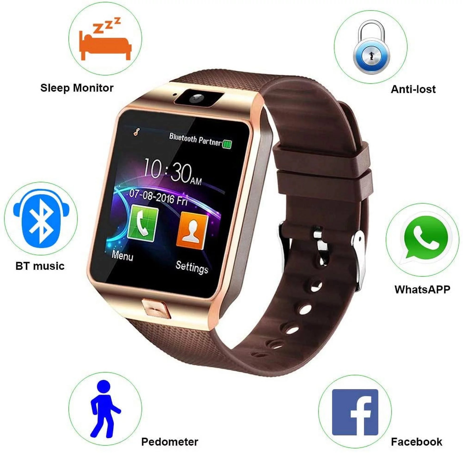 Smart Watch Cellular with Gold Silicone Band