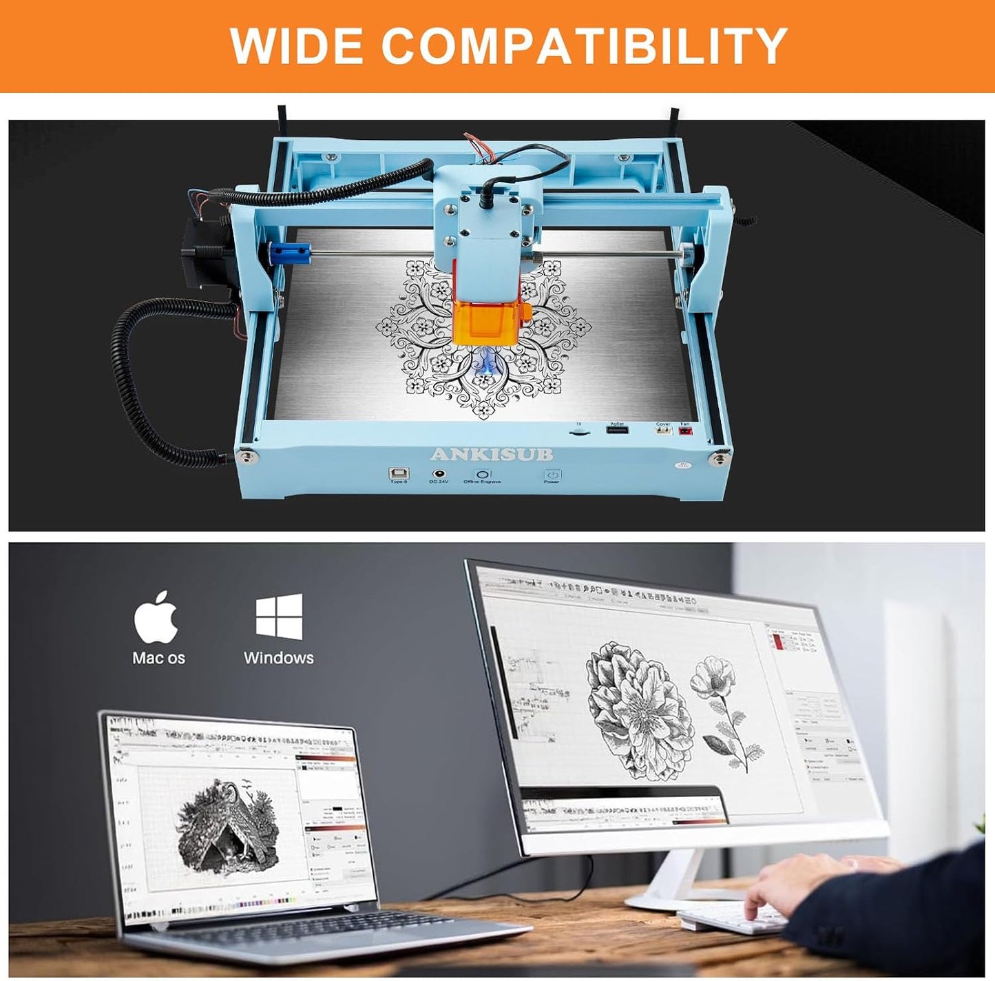 L4 Laser Engraver Machine, 3000Mw Laser Engraving Cutting Machine with 7000Mm/S Fast Laser Engraver Machine, 150X200Mm Working Area, Portable Laser Marking Machine for Jewelry, Metal, Class IV