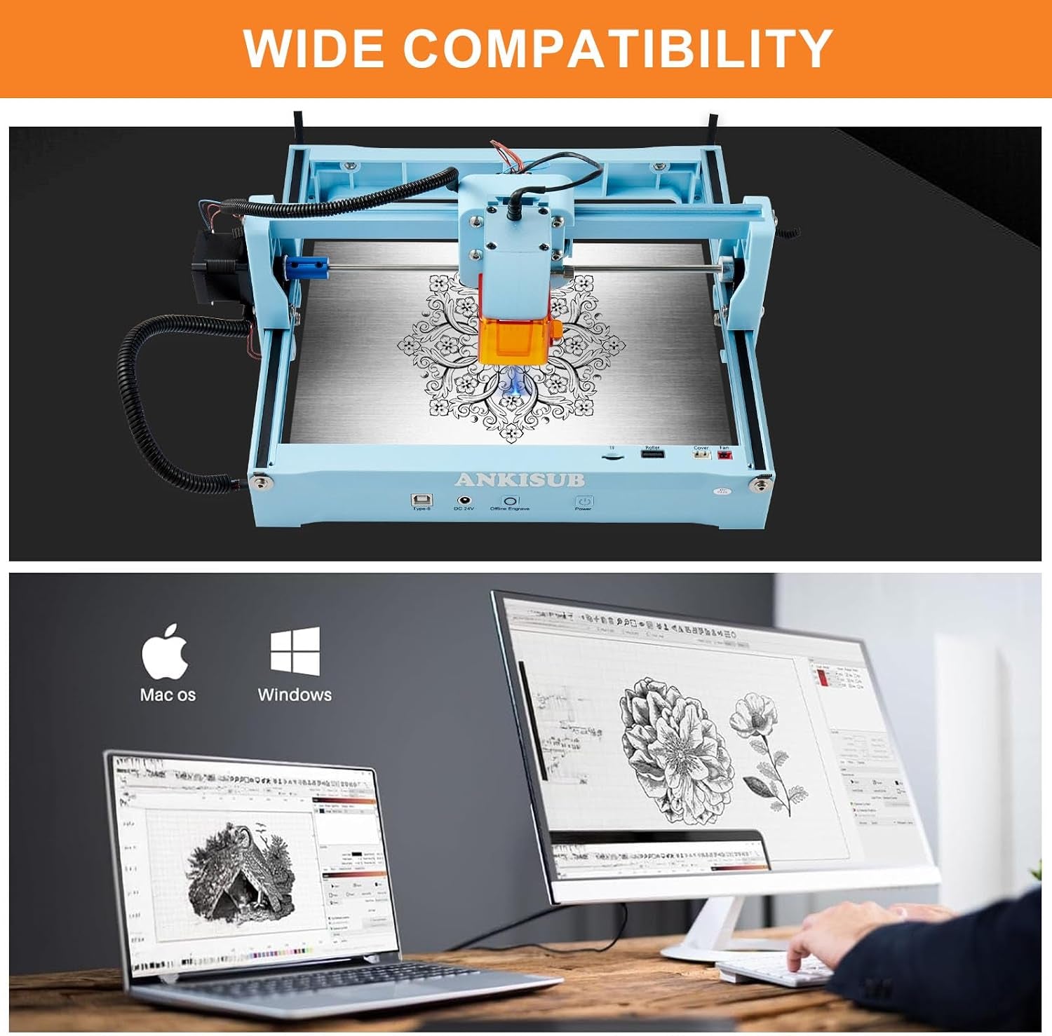 L4 Laser Engraver Machine, 3000Mw Laser Engraving Cutting Machine with 7000Mm/S Fast Laser Engraver Machine, 150X200Mm Working Area, Portable Laser Marking Machine for Jewelry, Metal, Class IV