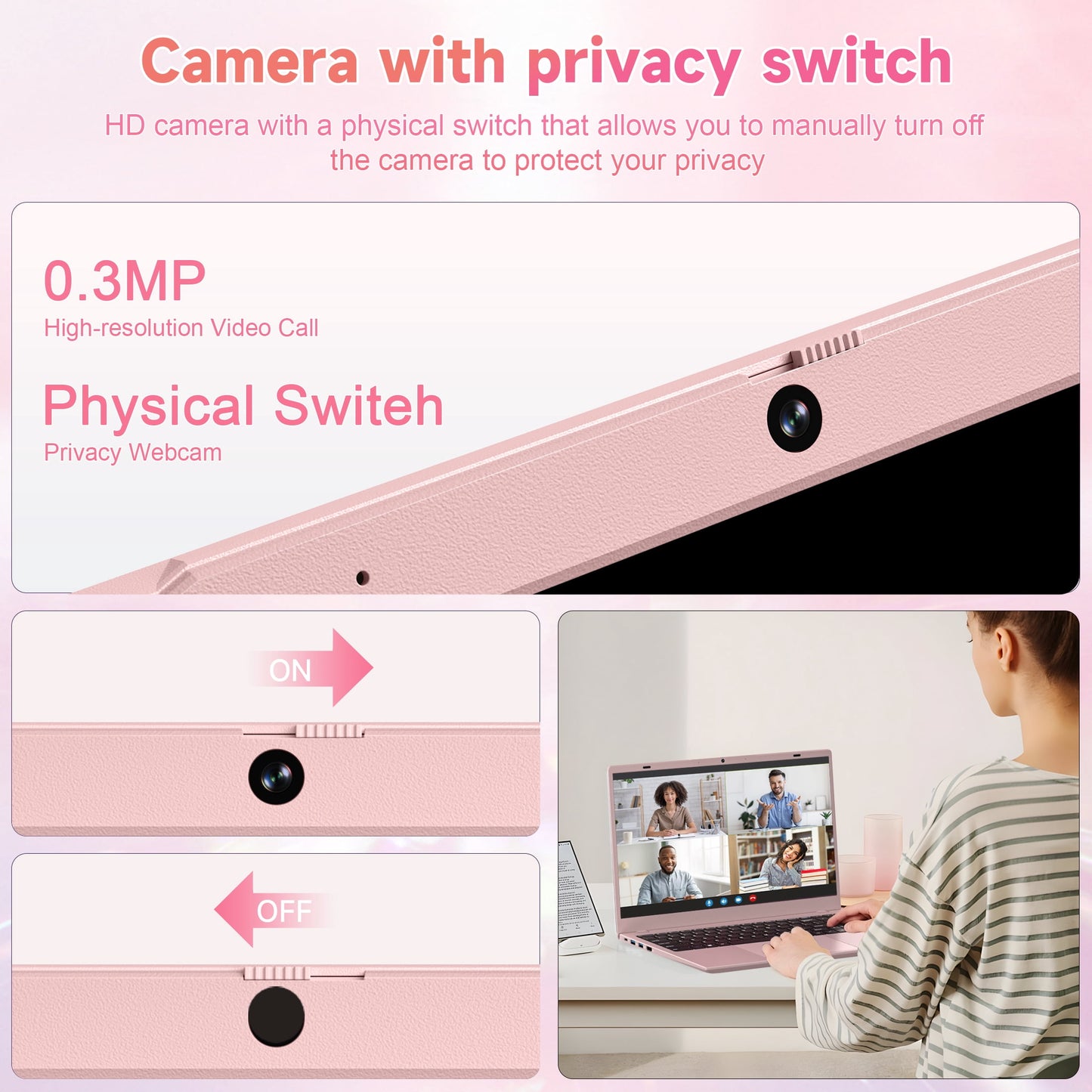 15.6" Pink Laptop Computer, 16GB RAM 512GB SSD, Intel 6500Y (Up to 3.4Ghz) with Office 2024, Windows 11 Pro Laptop, IPS FHD Display, Notebook PC for Business, Student, Office