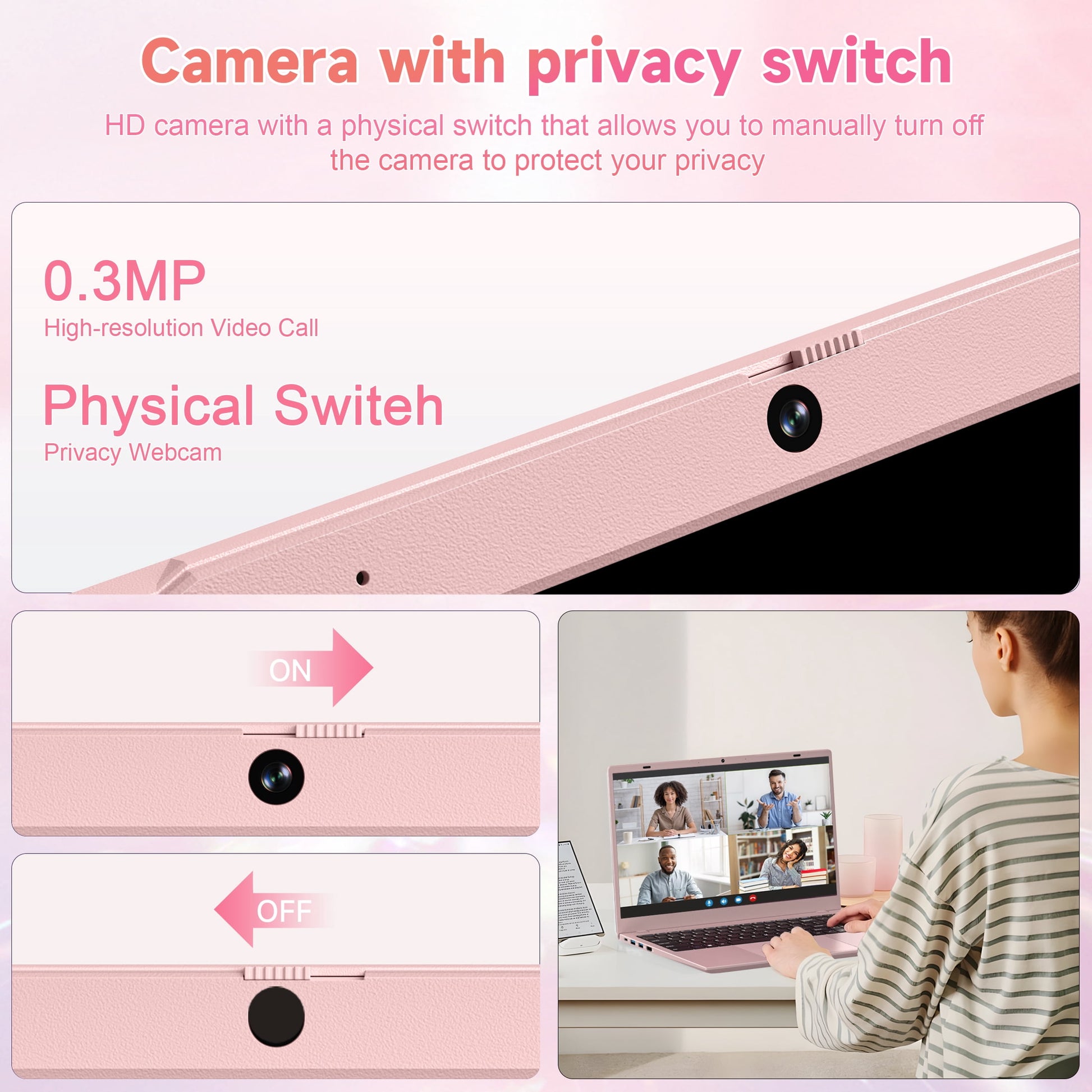 15.6" Pink Laptop Computer, 16GB RAM 512GB SSD, Intel 6500Y (Up to 3.4Ghz) with Office 2024, Windows 11 Pro Laptop, IPS FHD Display, Notebook PC for Business, Student, Office