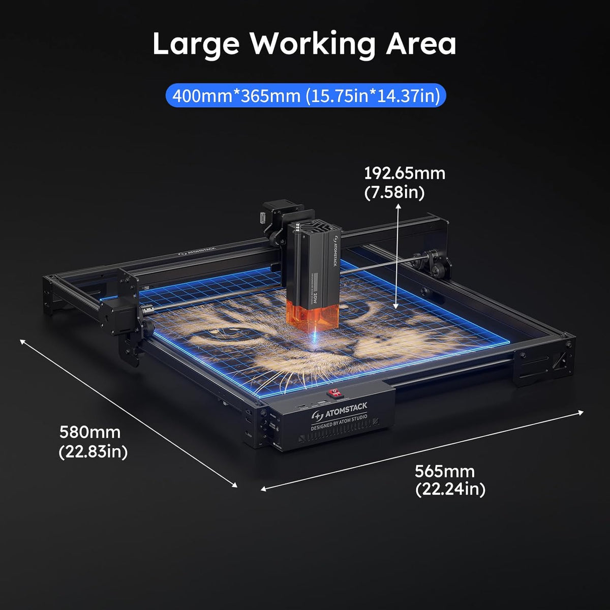 20W A20 PRO V2 Laser Engraver, 0.06Mm High Accuracy Laser Cutter for Wood, Metal, Acrylic and Glass, Professional DIY Laser Engraving Machine with Eye Protection