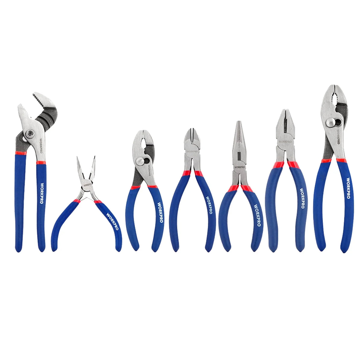 7-Piece Pliers Set with Groove Joint, Long Nose, Slip Joint, Linesman, and Diagonal Pliers for DIY & Home Use