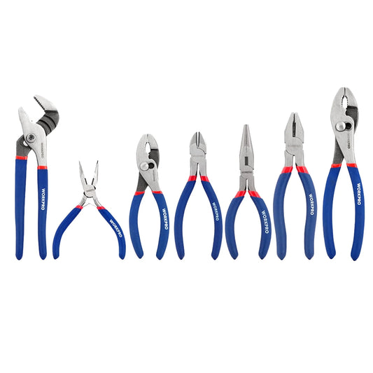 7-Piece Pliers Set with Groove Joint, Long Nose, Slip Joint, Linesman, and Diagonal Pliers for DIY & Home Use