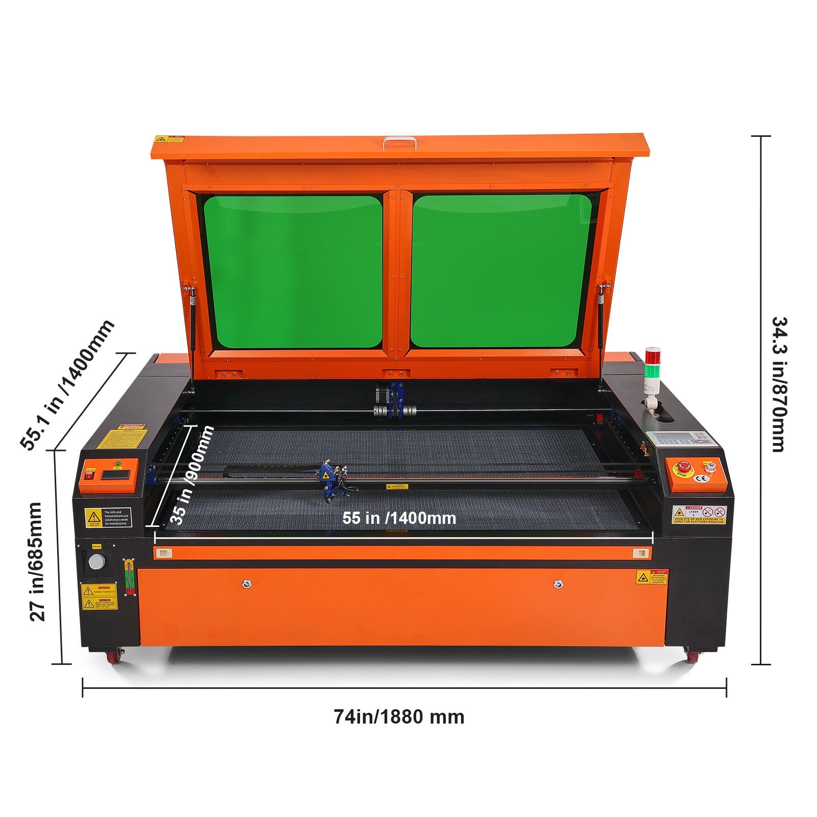 Uimoso 130W CO2 Laser Cutter and Engraver, 35X55 In, 19.7 IPS Speed