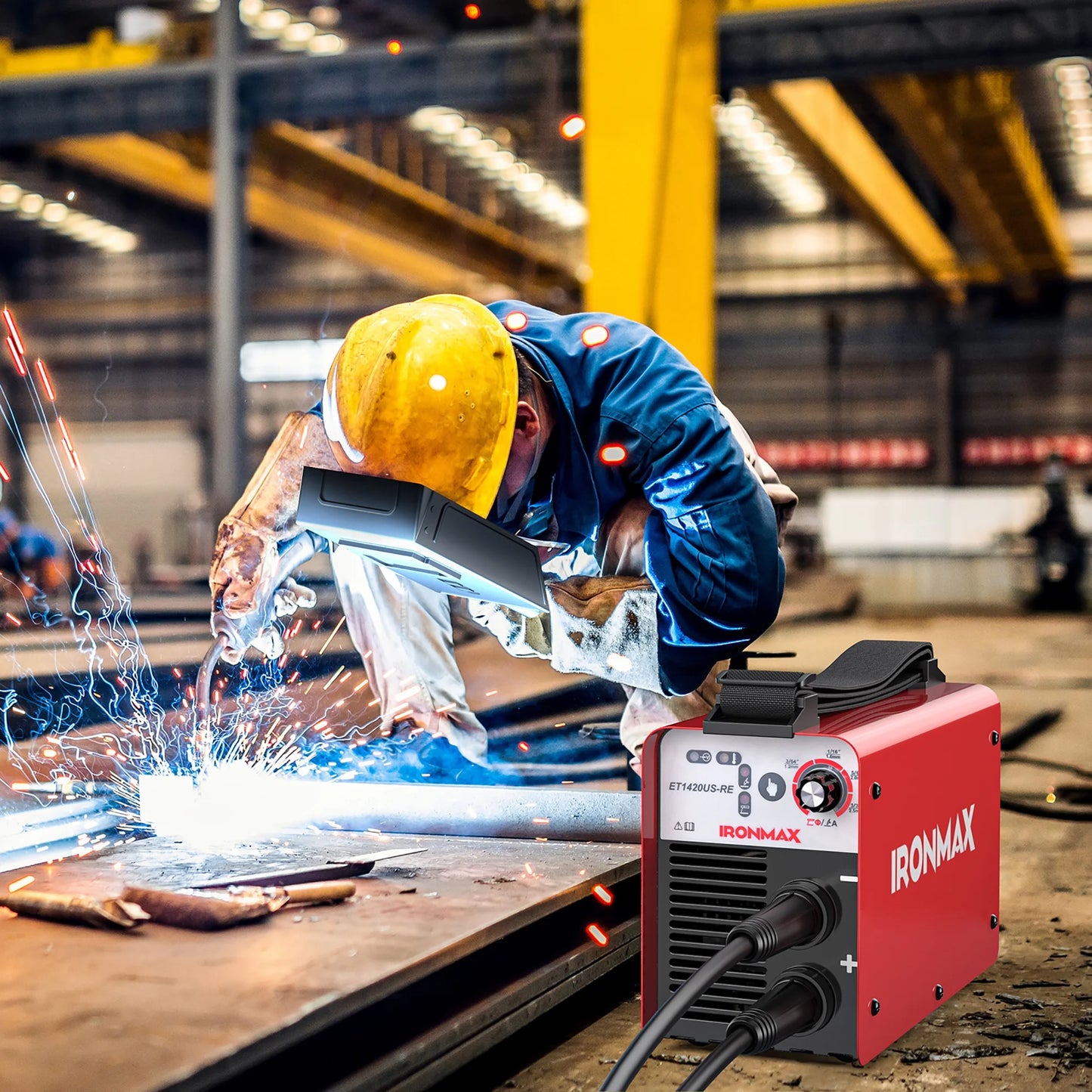 IRONMAX MMA Welder IGBT Welding Portable Machine W/ Electrode Holder&Earth Clamp&Adapter