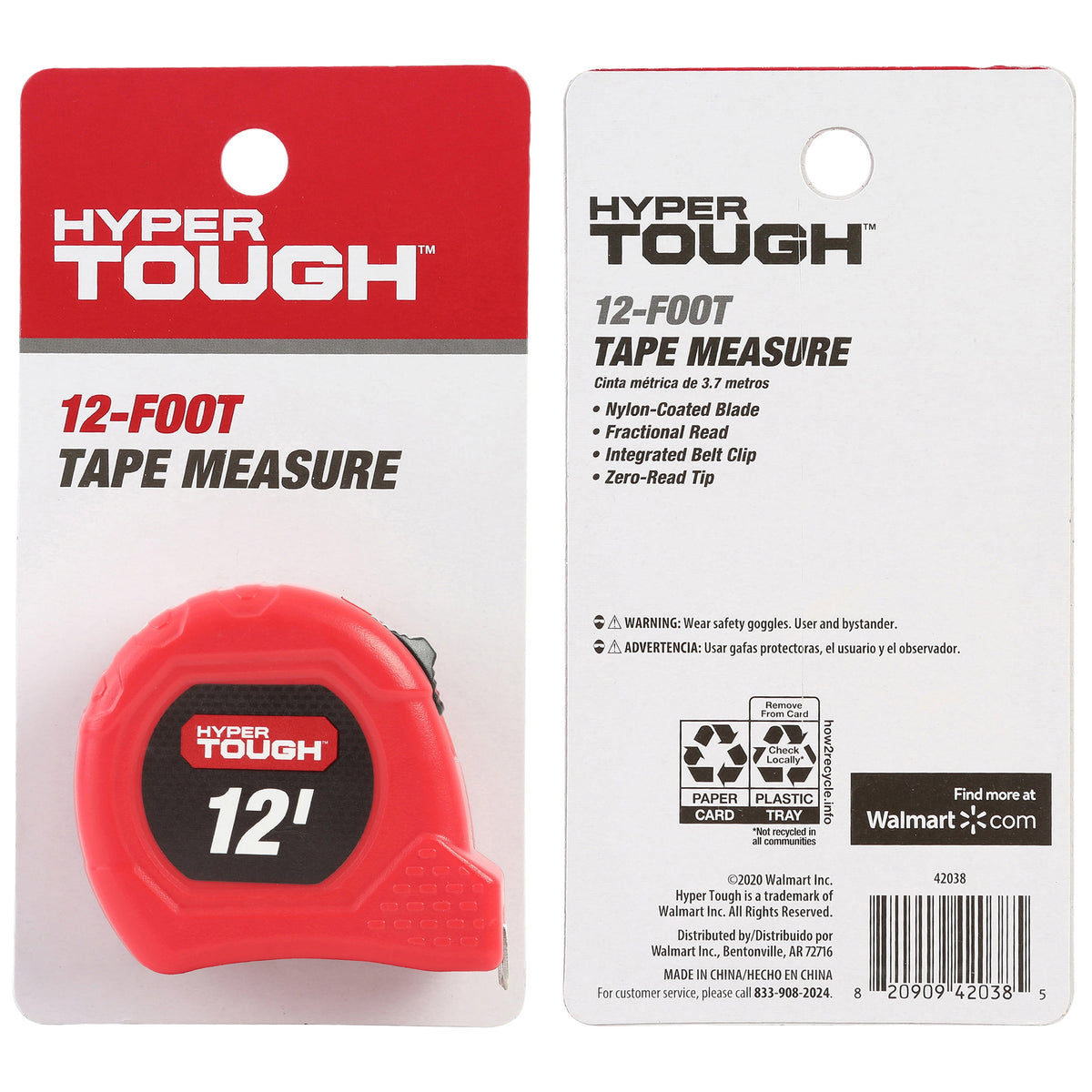 Tape Measure, 12 Ft, Nylon Coated Blade, VN-42038
